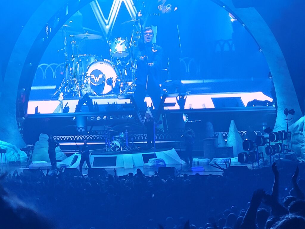 A picture of a Weezer concert during their tour in fall 2024.